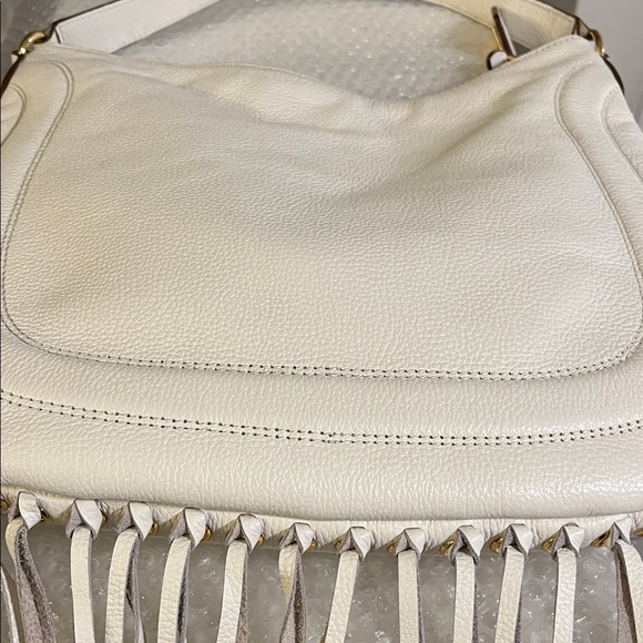Ralph Lauren Rare Ivory Leather Fringe Hobo Bag NWOT - Picture 8 of 14